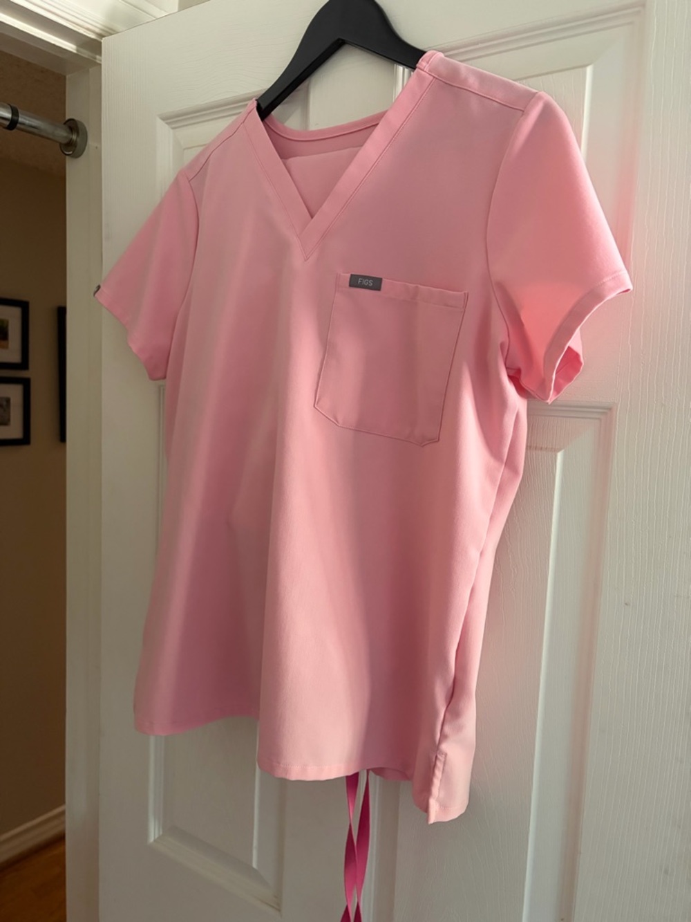 Figs Pink V-Neck Scrub Top